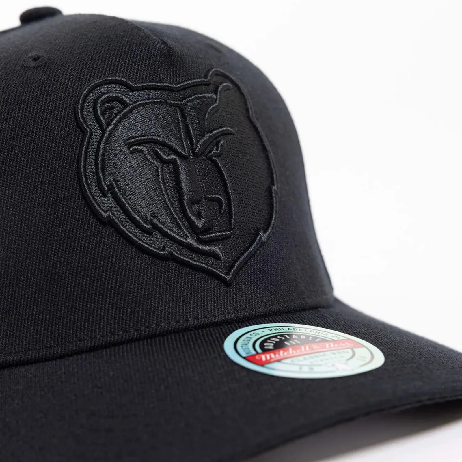 Memphis Grizzlies Black & Black Team Logo Classic Red Adjustable Snapback Cap by Mitchell & Ness