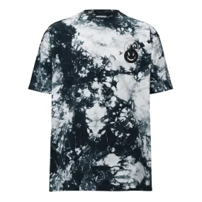 Men's Embroidered Oversized Black And White Tie-Dye Tee