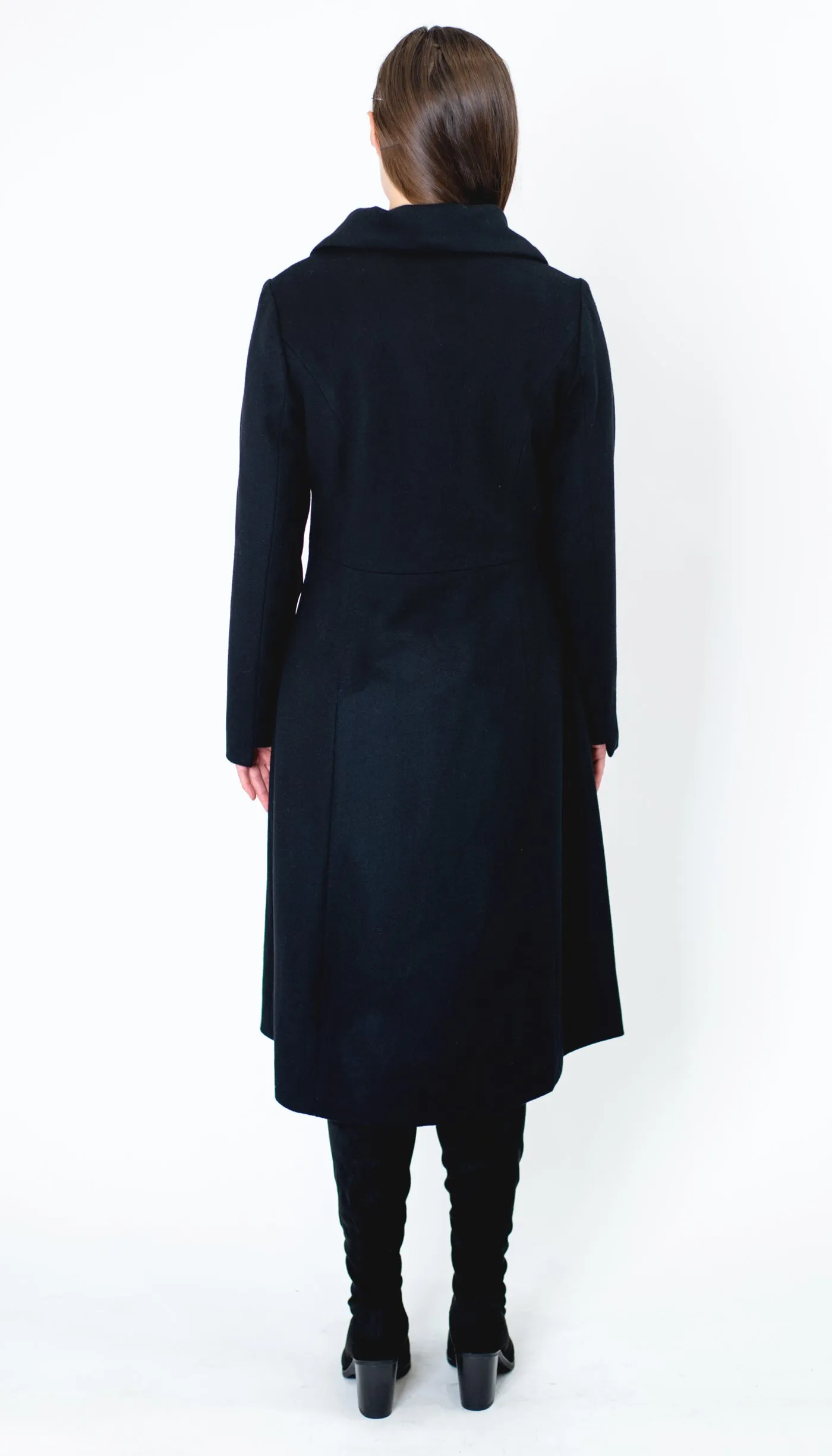 Military Button Up Coat/  Wool/Cashmere Blend/ Black