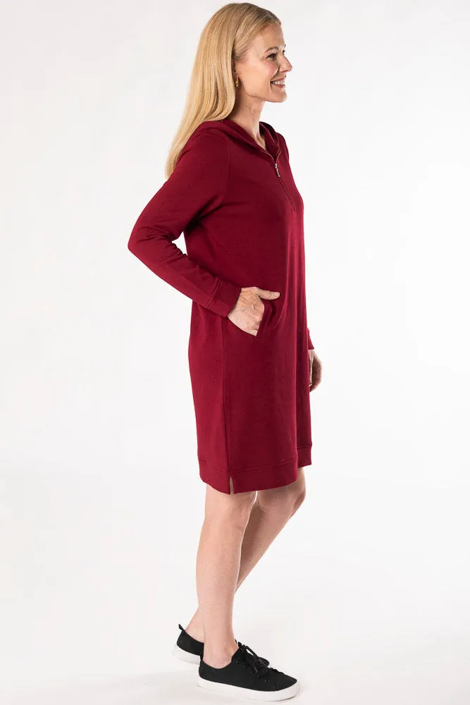 Mina Bamboo Hoodie Dress - Cranberry