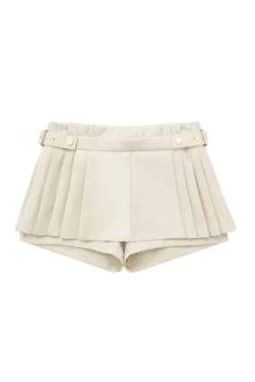 Mini Skort with Pleats - Cream