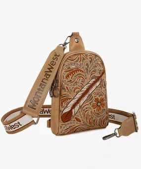 Montana West Floral Feather Sling Bag