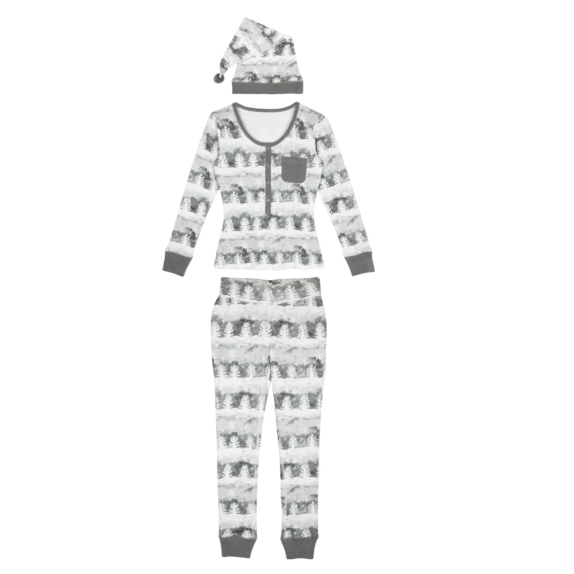 Organic Holiday Women's 2-Pc Lounge Set with Cap in Winter Wonderland