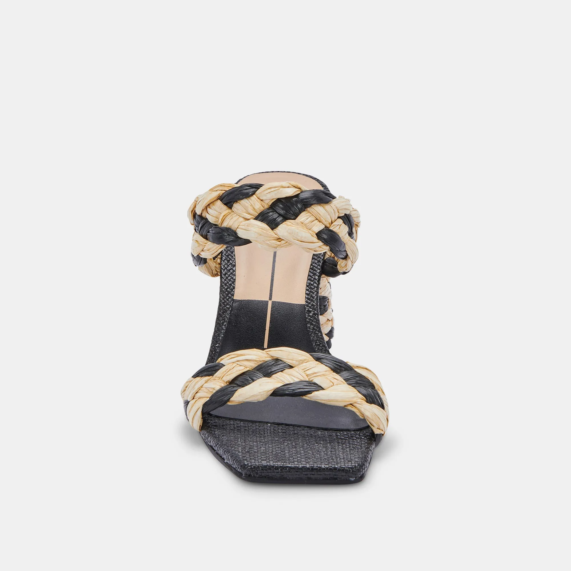 PAILY RAFFIA HEELS BLACK NATURAL RAFFIA