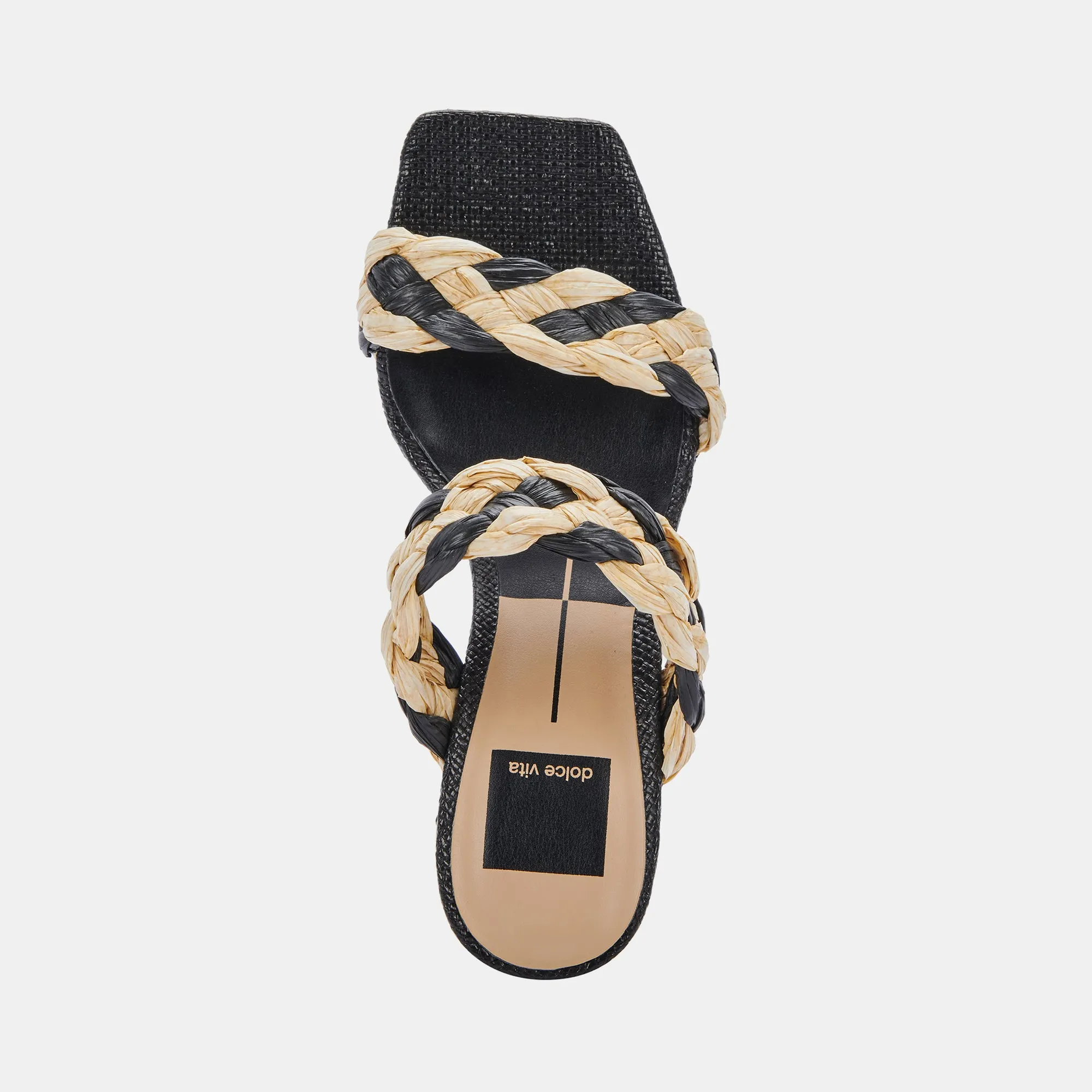 PAILY RAFFIA HEELS BLACK NATURAL RAFFIA