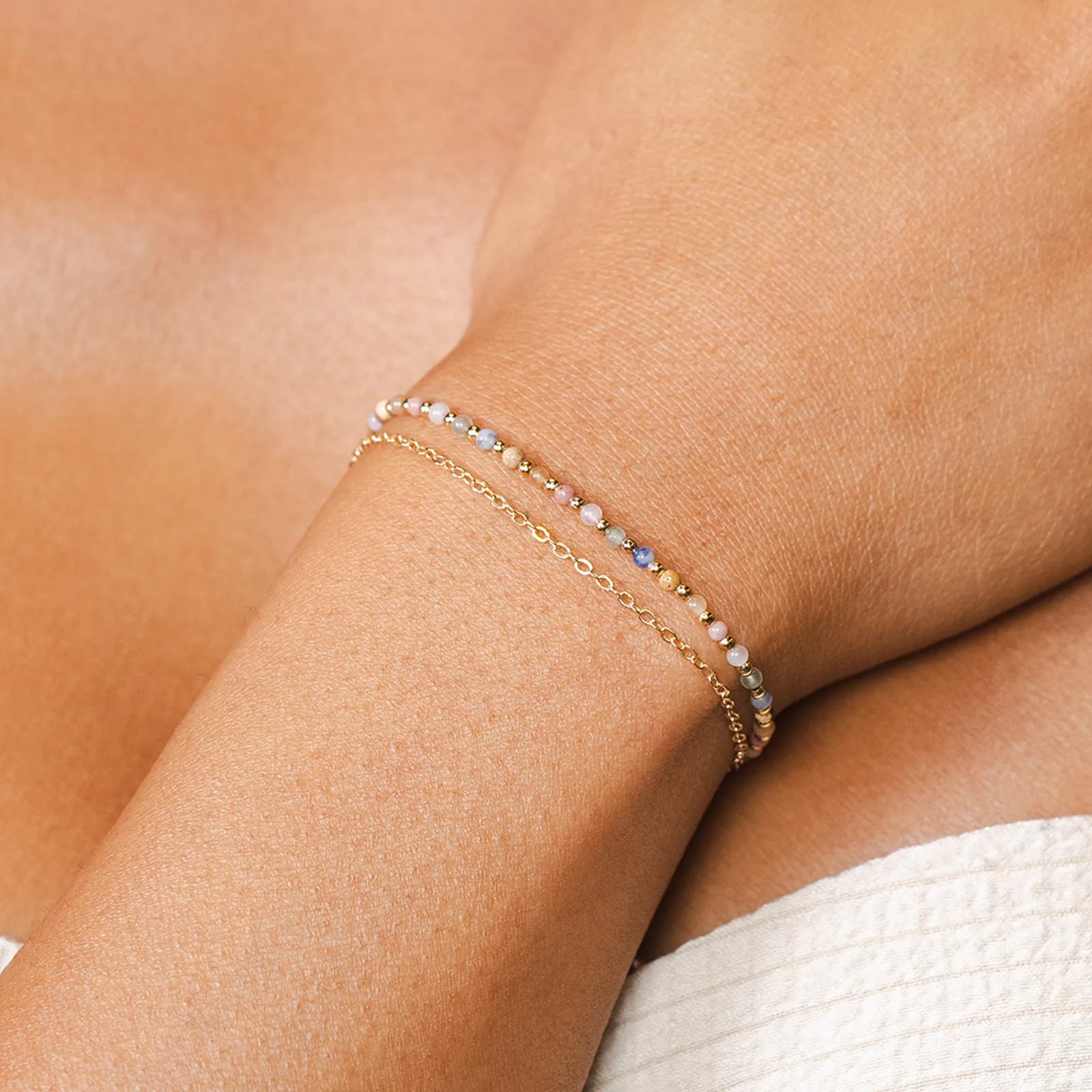 Peace   Love 2mm Layered Healing Bracelet