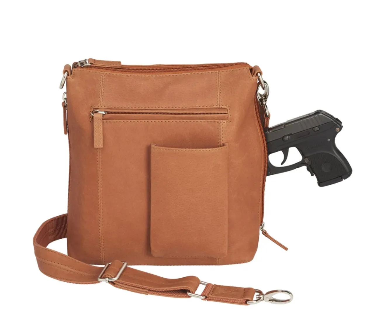 Perfect Leather Flat Sac Concealed Carry Crossbody Purse