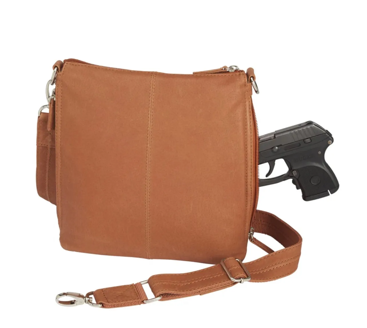 Perfect Leather Flat Sac Concealed Carry Crossbody Purse