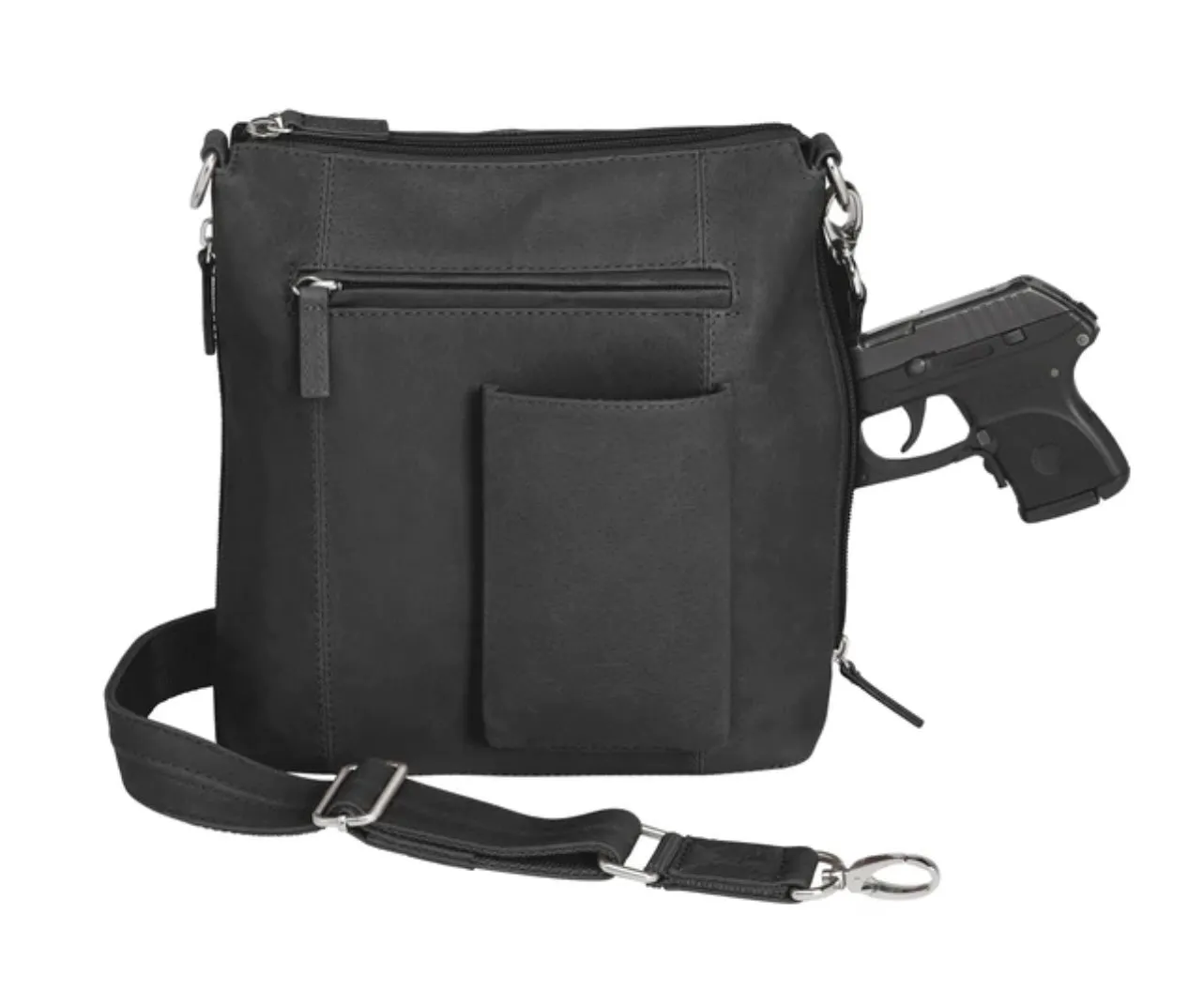 Perfect Leather Flat Sac Concealed Carry Crossbody Purse