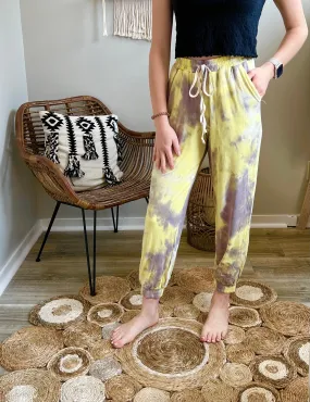 Pink & yellow tie-dye pants