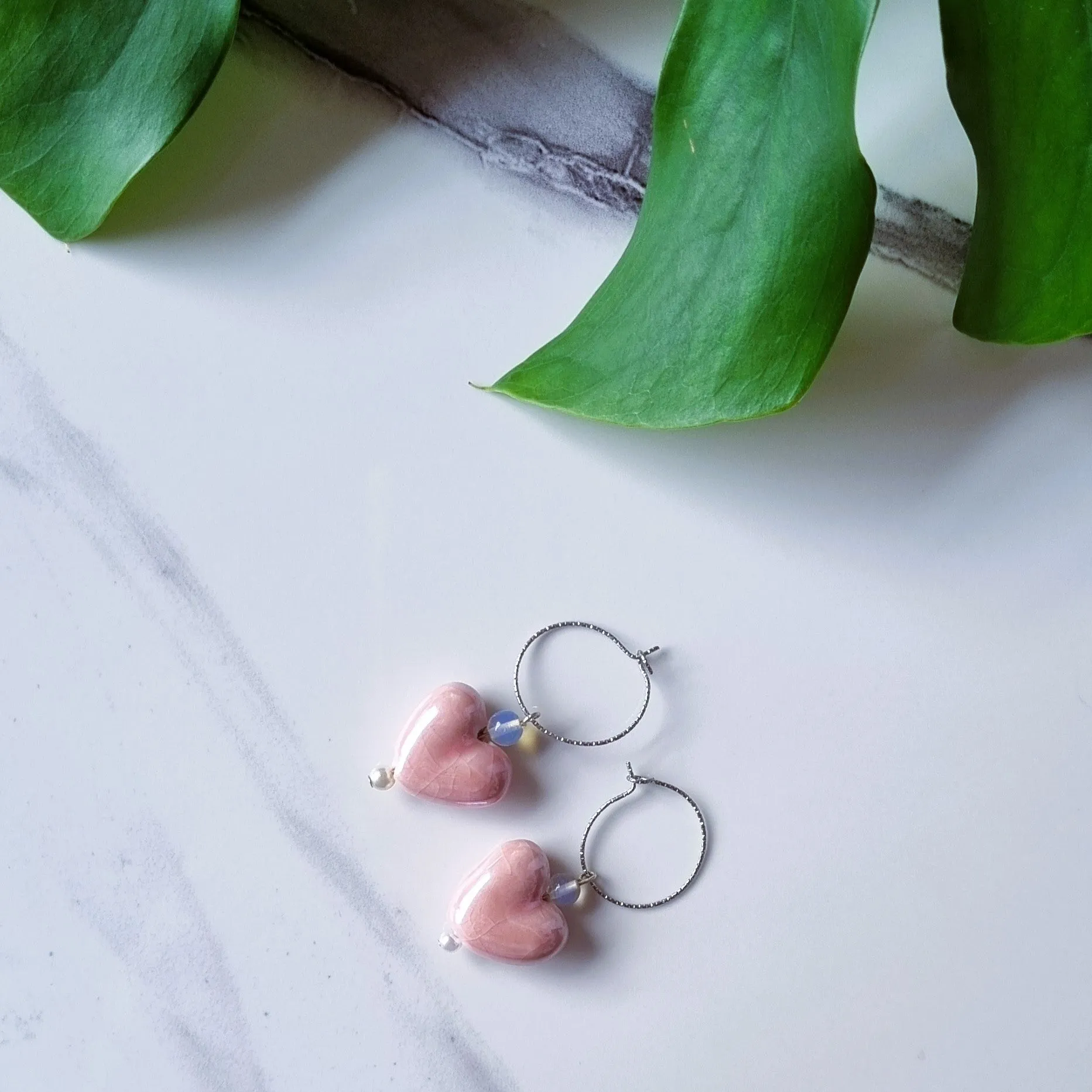 Pink hearts earrings