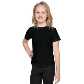 Playful Protection: Girls Short Sleeve Solid Color Rash Guard - Noir