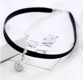 PU Leather Crystal Choker