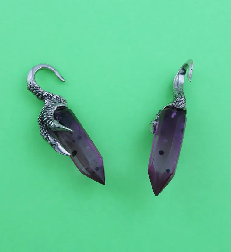 Purple Resin Raven Claw White Brass Ear Weights