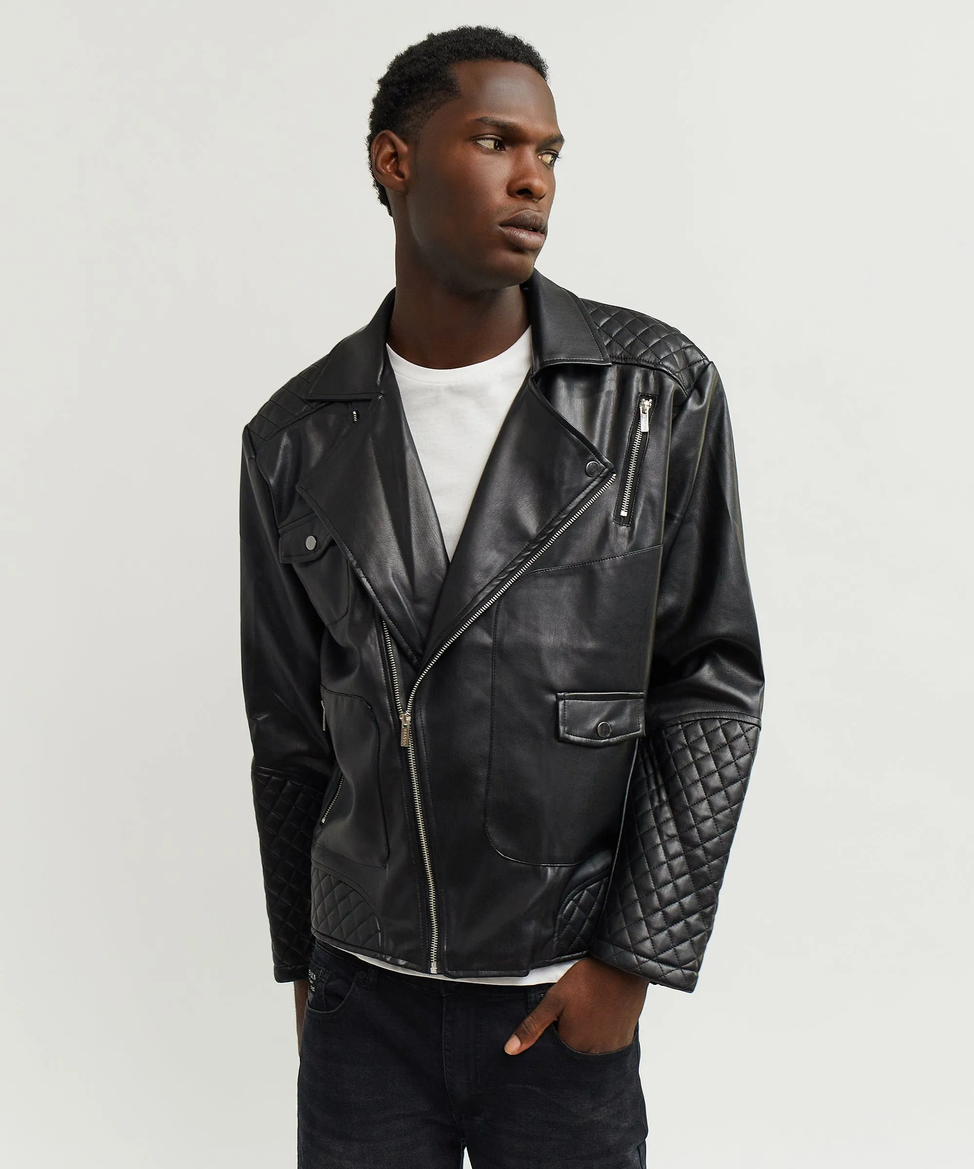 Real Solid Moto Jacket - Black