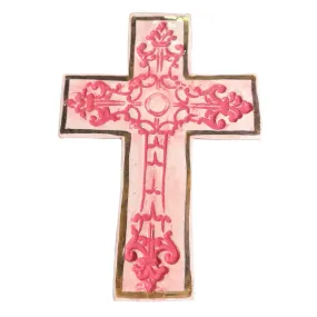 SALE Avignon ceramic wall cross in Pink wash