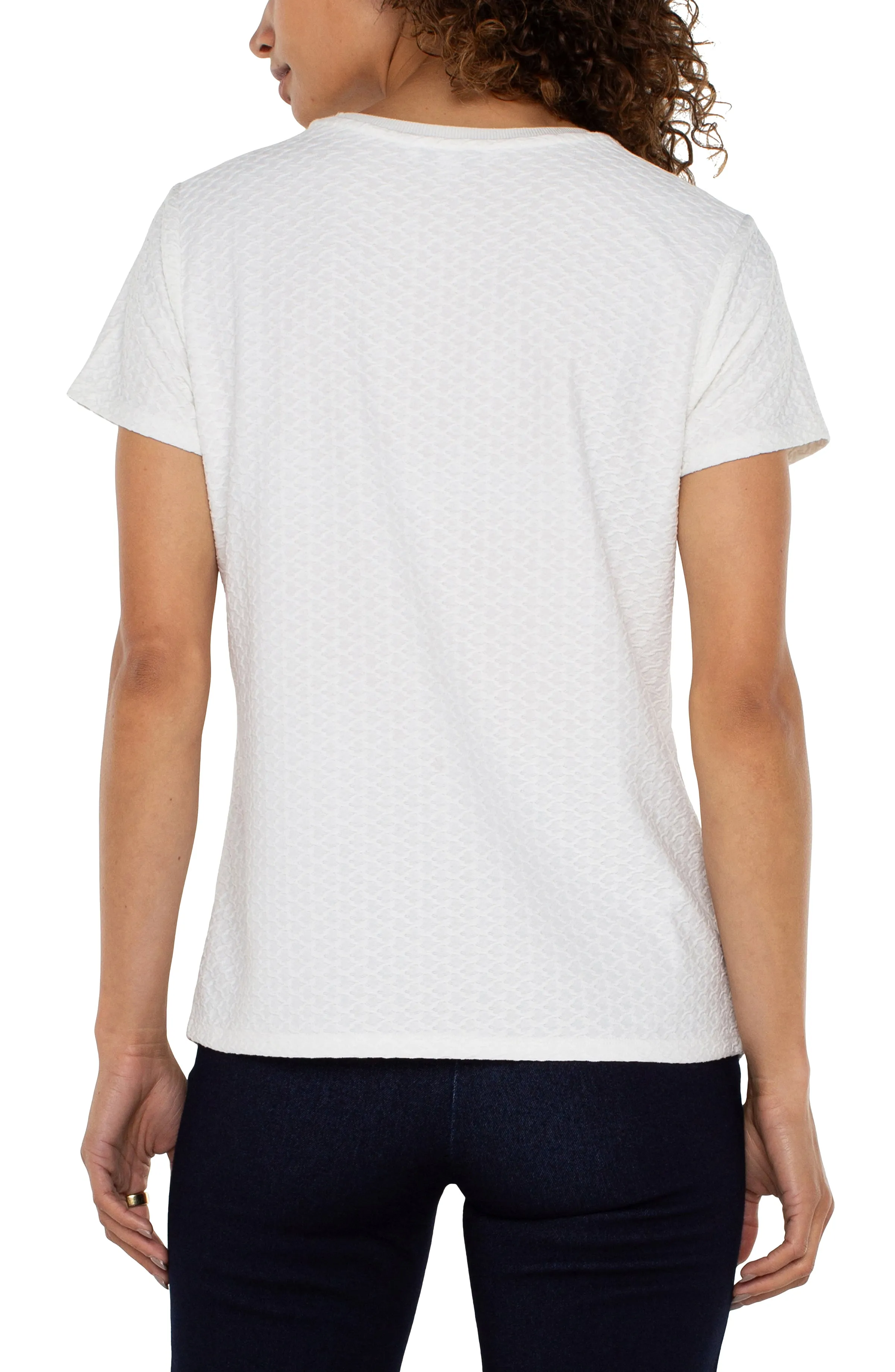 SHORT SLEEVE CREW NECK TEE WITH RIB TRIM