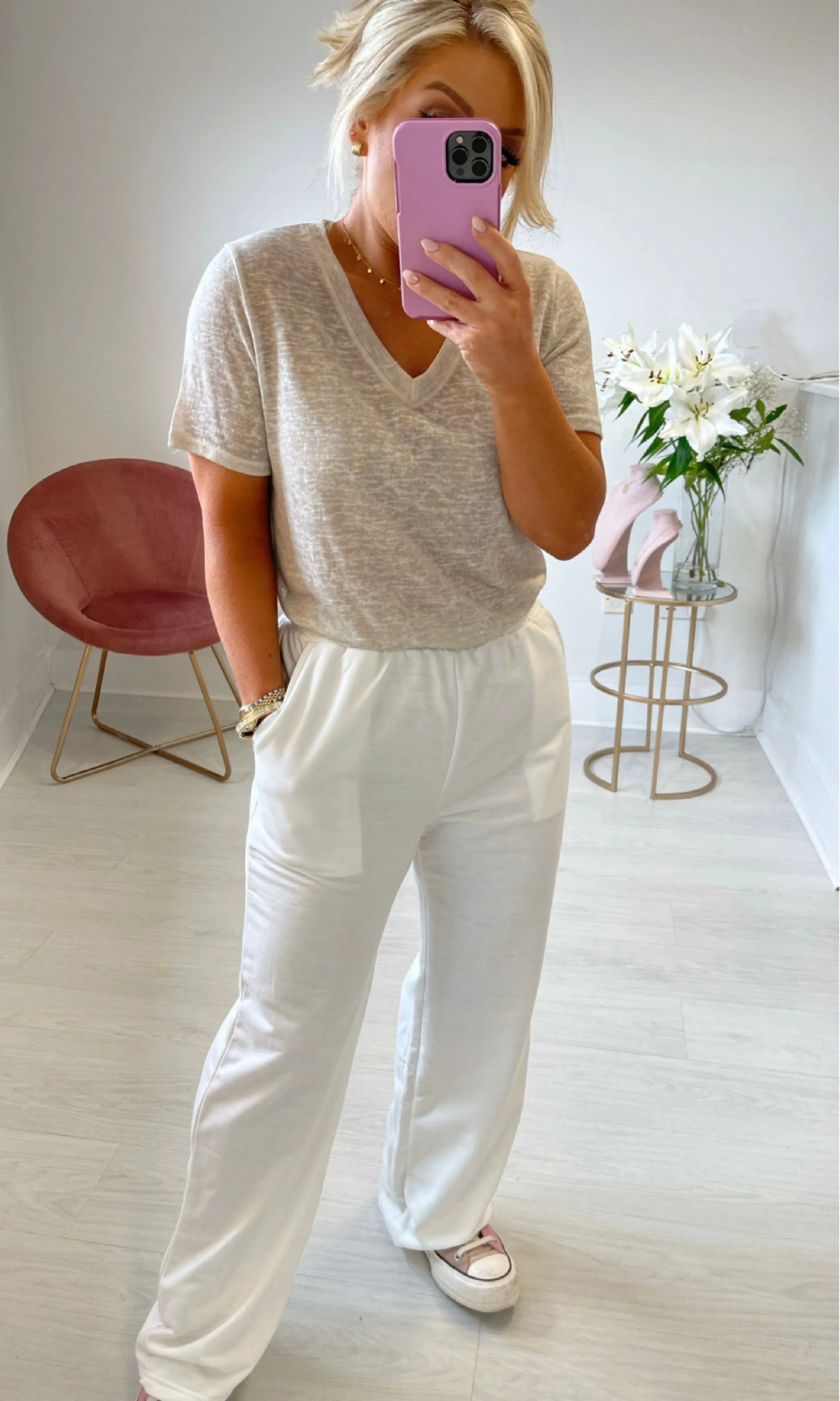 SKYE DRESSY TRACKSUIT TROUSERS - WHITE