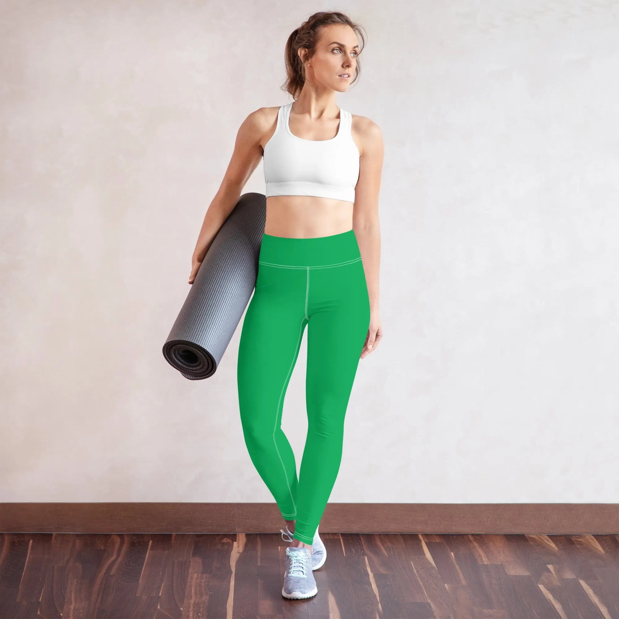 Sleek Silhouette: Women's Solid Color Yoga Pants Leggings - Jade