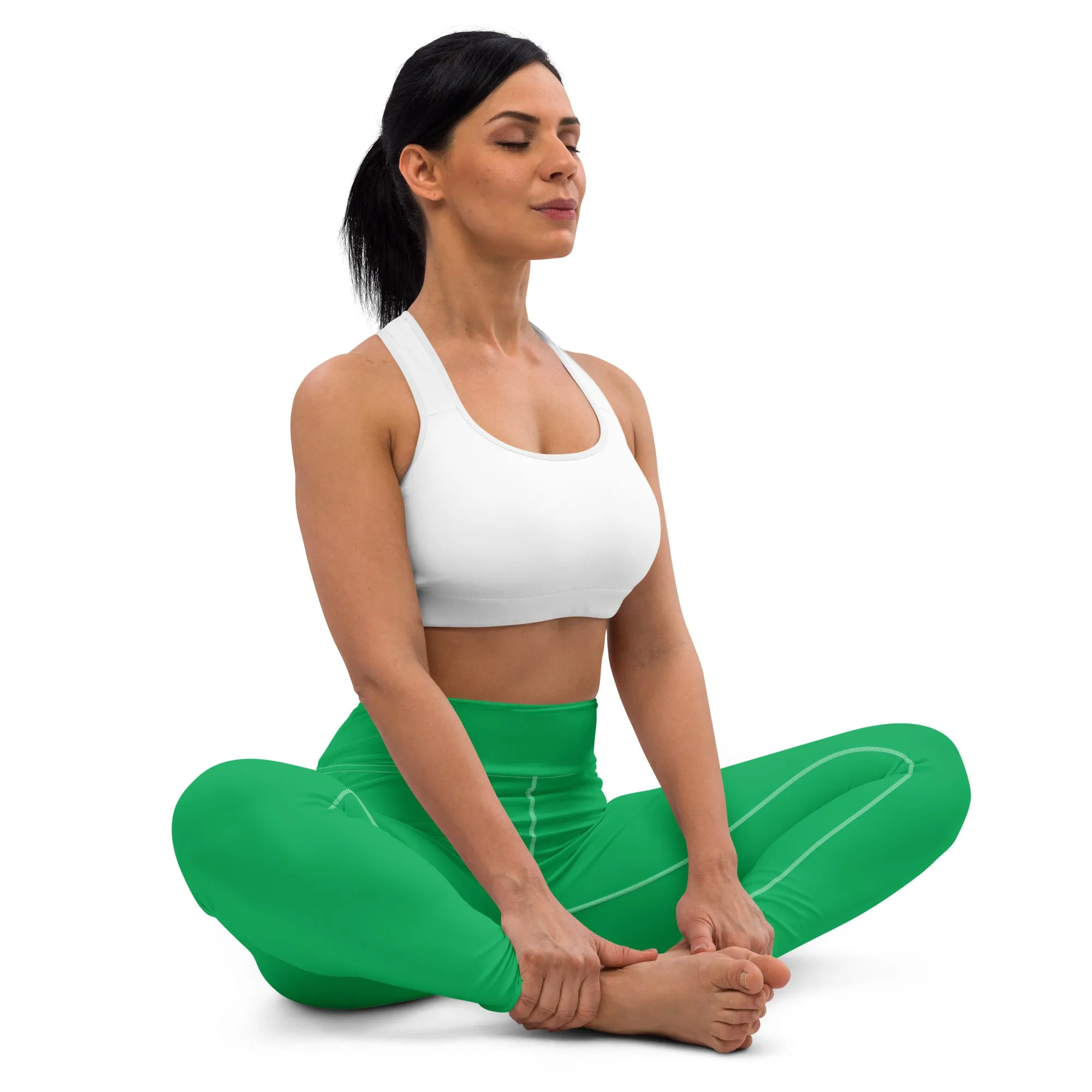 Sleek Silhouette: Women's Solid Color Yoga Pants Leggings - Jade