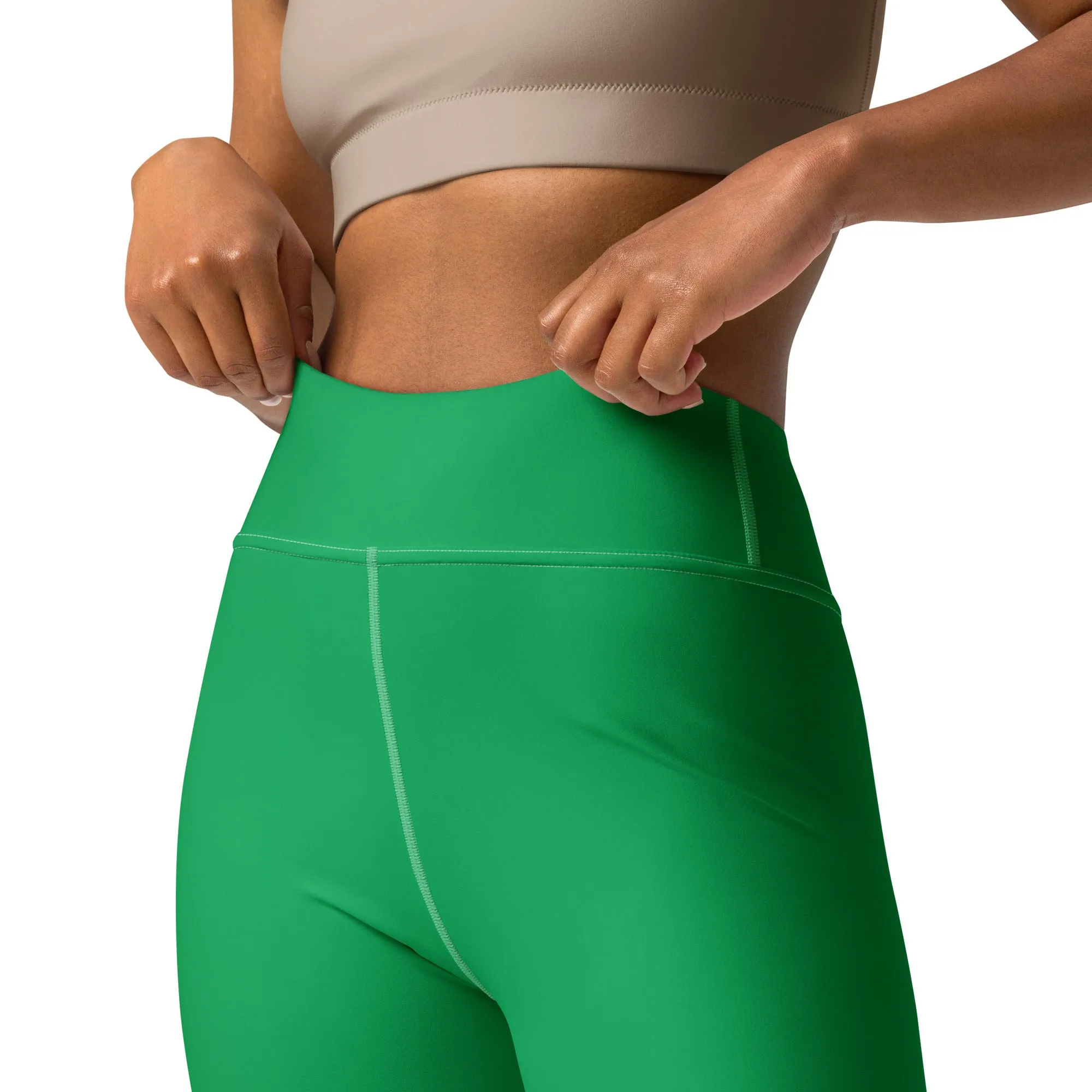 Sleek Silhouette: Women's Solid Color Yoga Pants Leggings - Jade