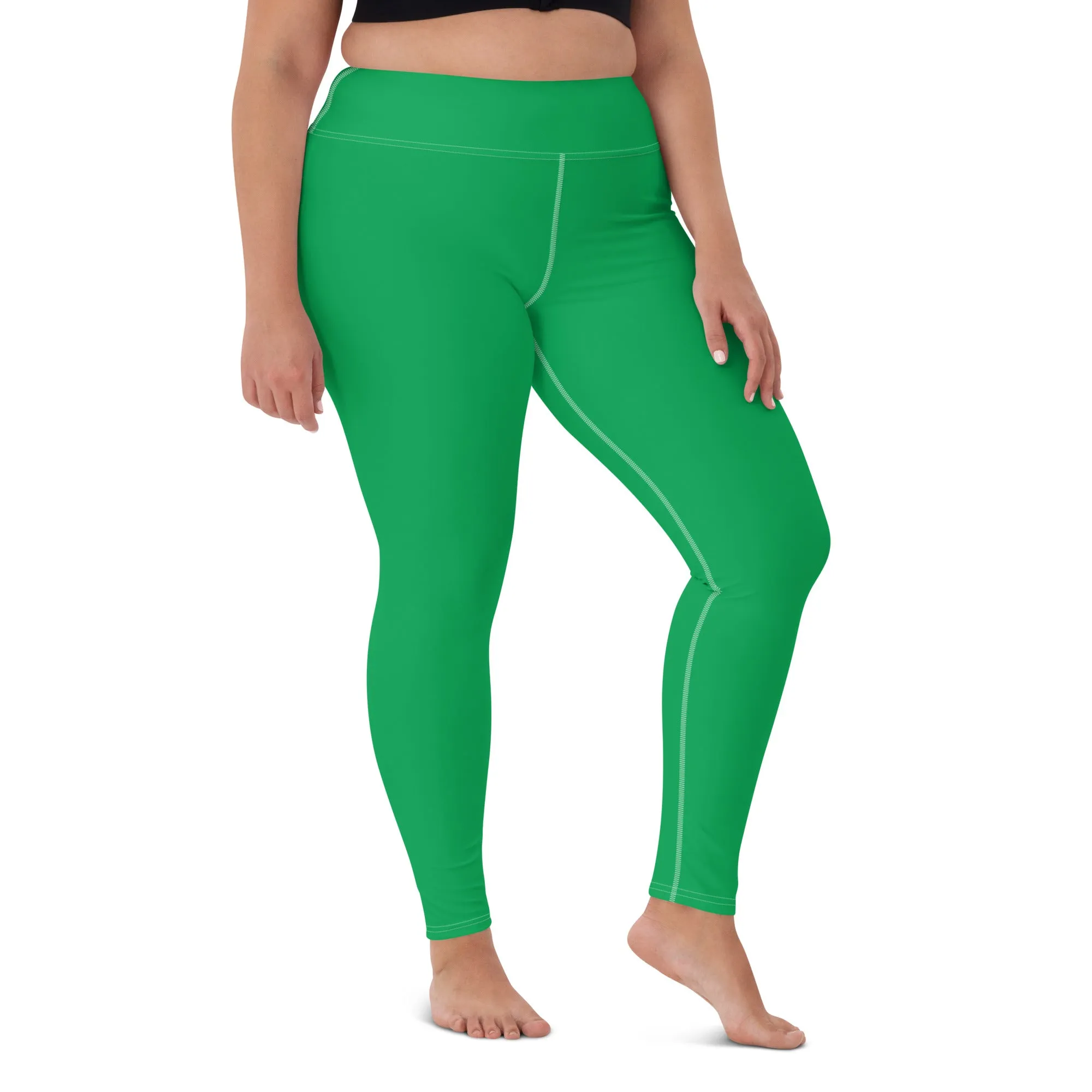 Sleek Silhouette: Women's Solid Color Yoga Pants Leggings - Jade