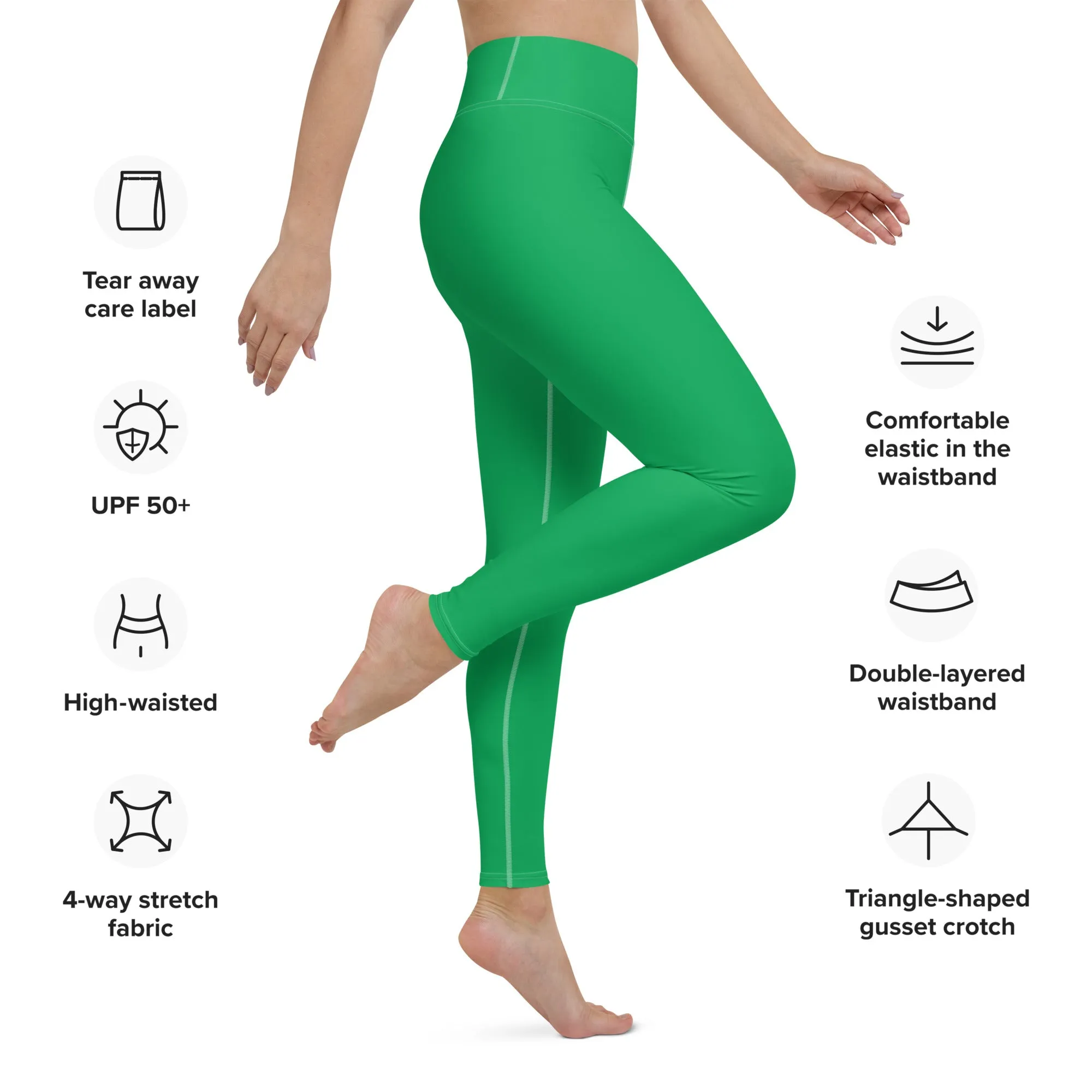 Sleek Silhouette: Women's Solid Color Yoga Pants Leggings - Jade