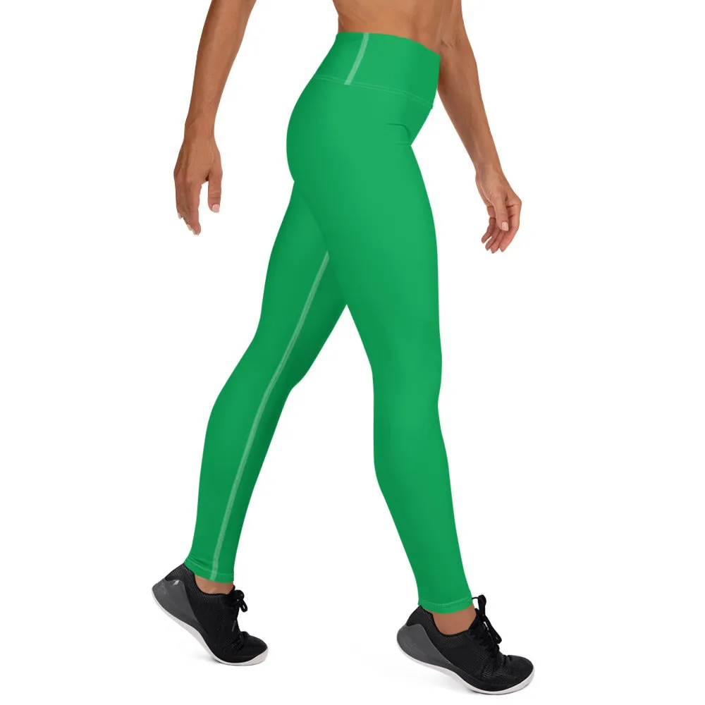 Sleek Silhouette: Women's Solid Color Yoga Pants Leggings - Jade