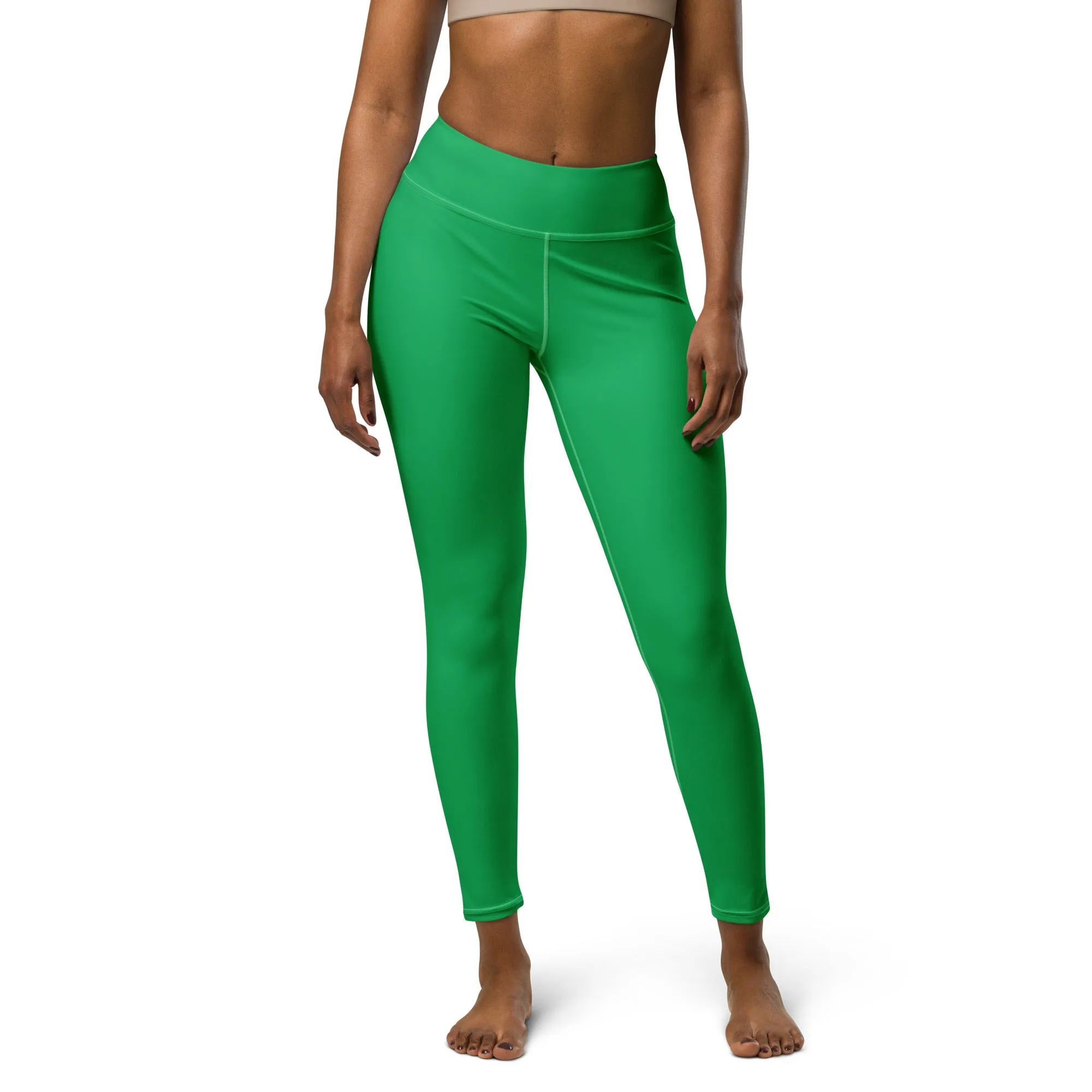 Sleek Silhouette: Women's Solid Color Yoga Pants Leggings - Jade