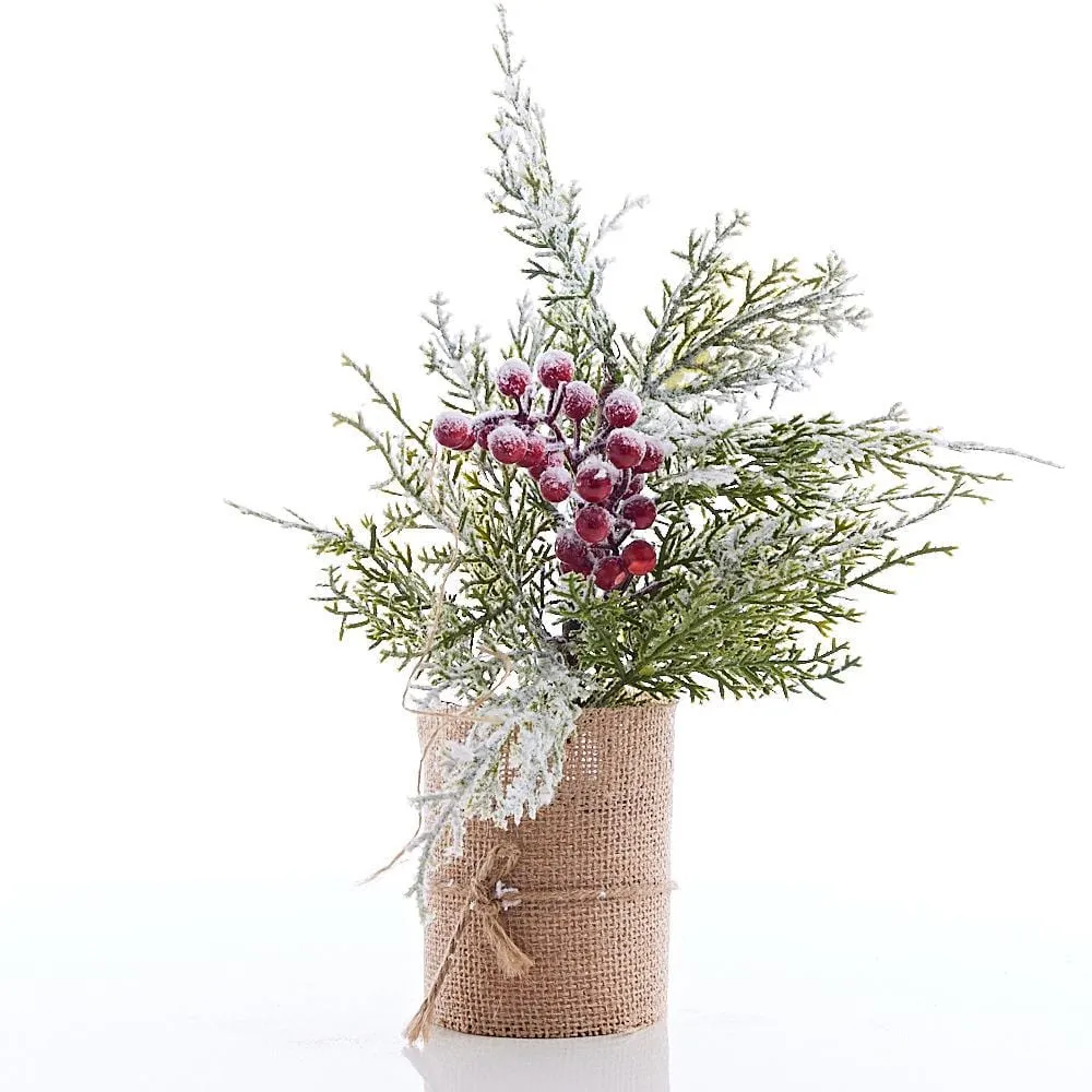 Snow Capped Tree With Burlap (31cm)