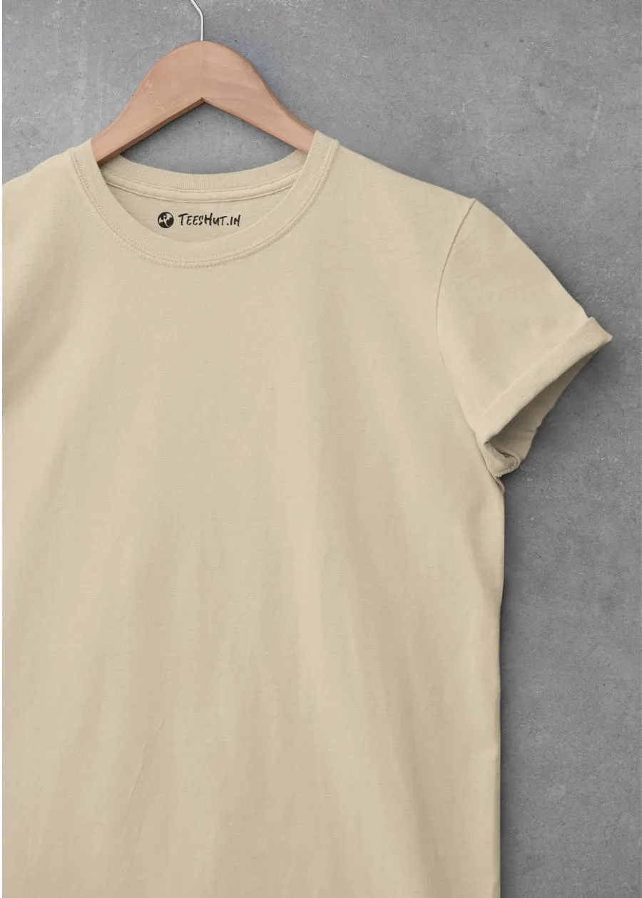 Solid Men Half Sleeve T-Shirt - Beige