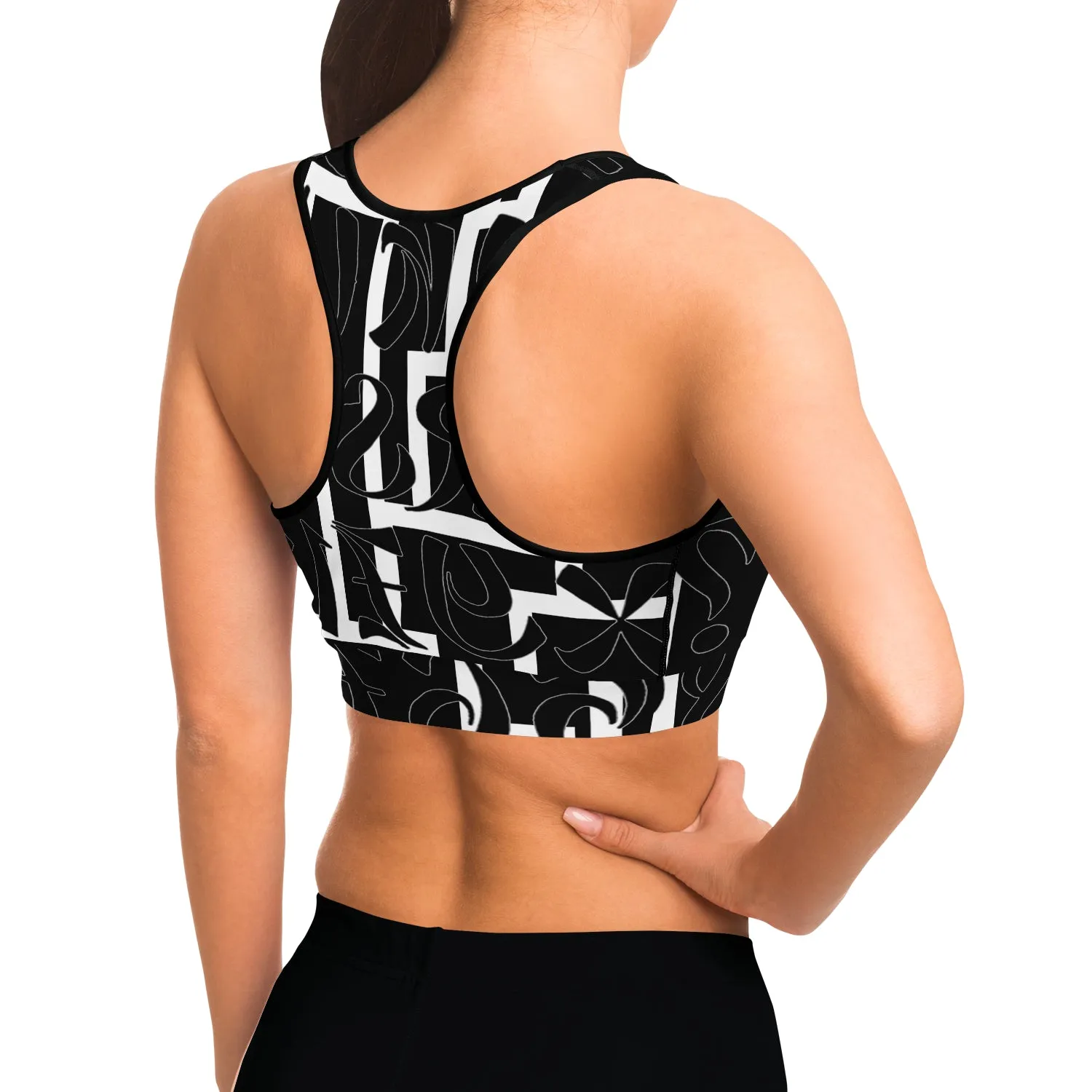 sport bra black white