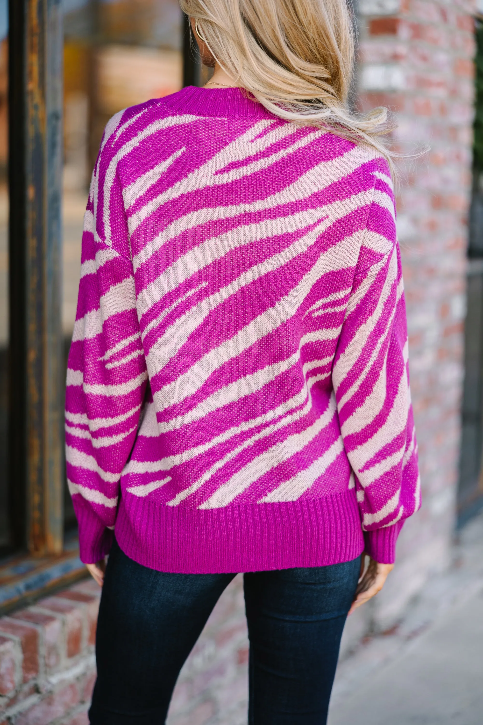 Stand For Love Magenta Purple Zebra Sweater