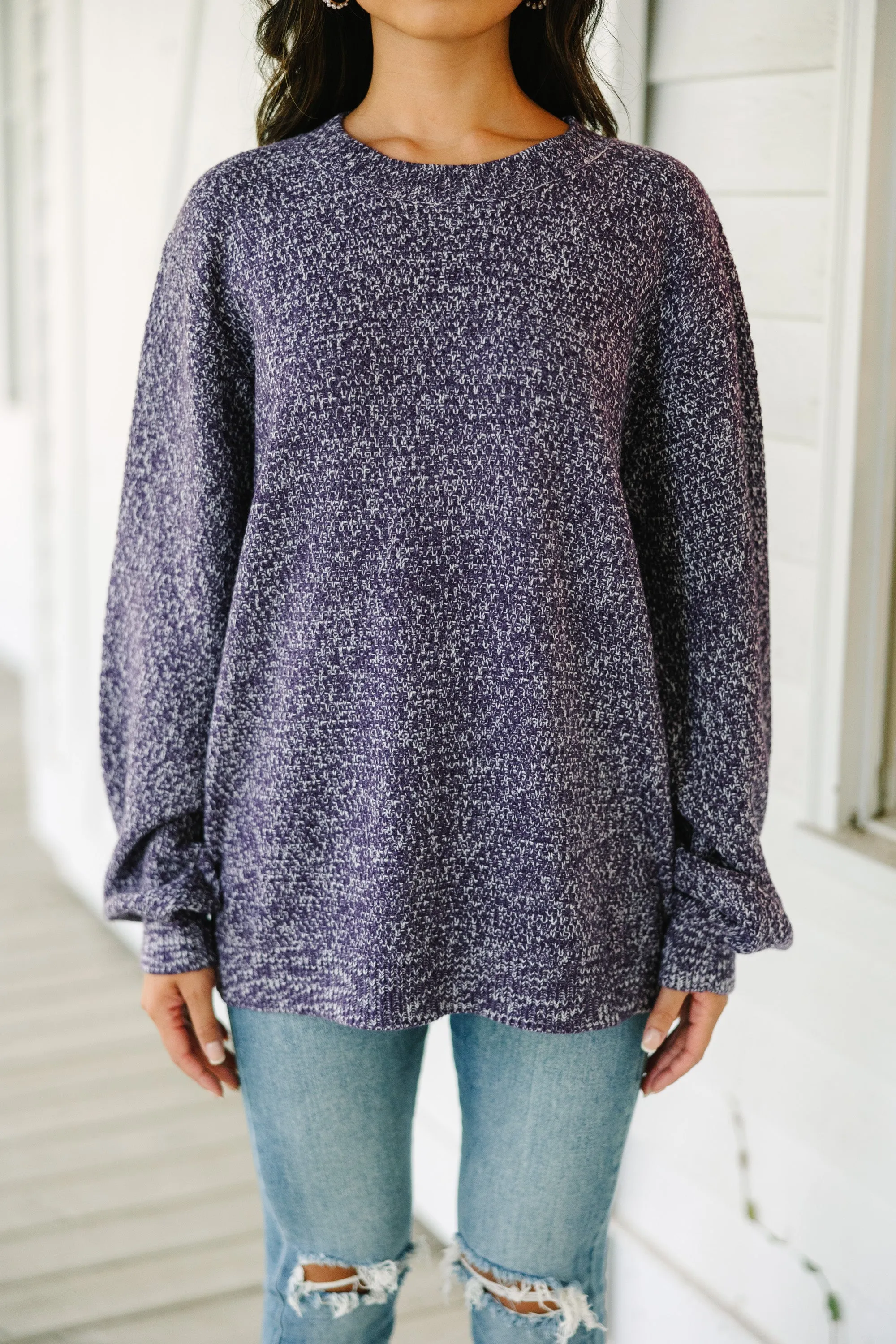 The Slouchy Plum Purple Bubble Sleeve Sweater