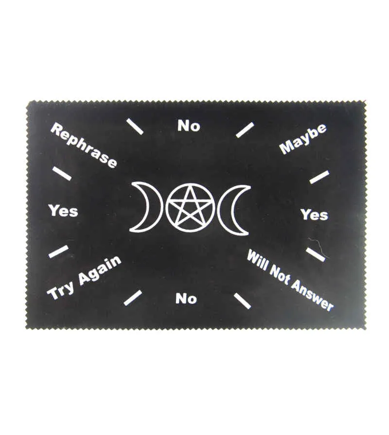 Triple Moon Pentacle Fabric Pendulum Divination Mat, 8 x 12