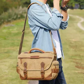 Waxed Canvas Camera Bag Retro DSLR Camera Shoulder Bag Waterproof Canvas Messenger Bag