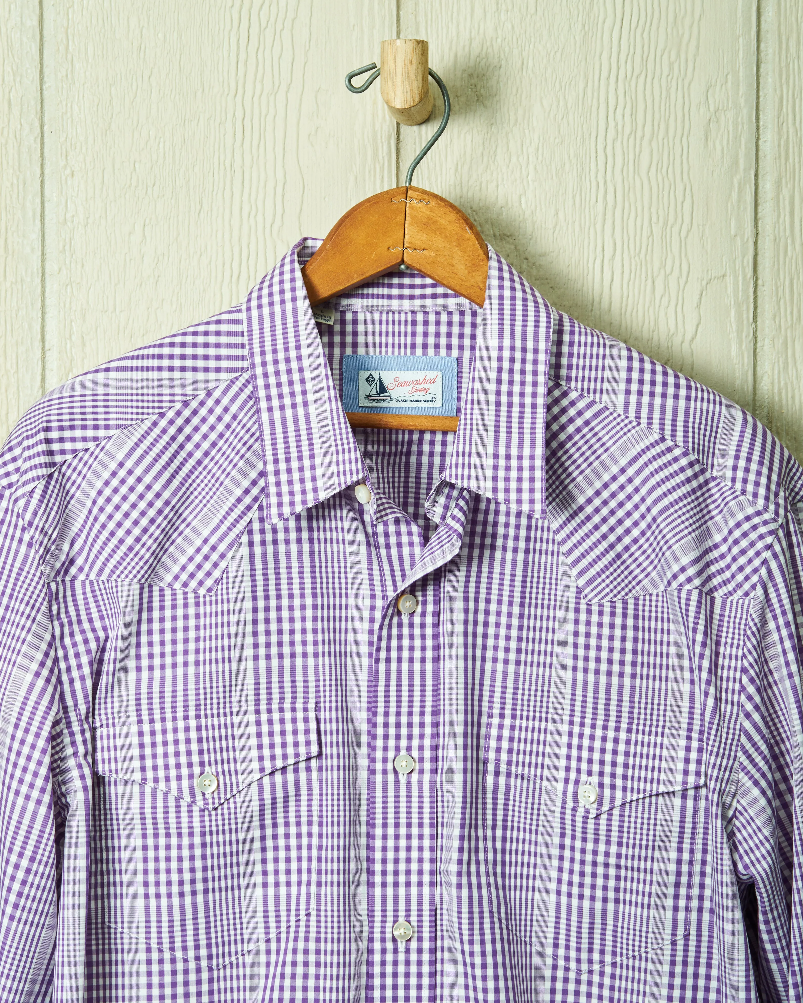 Western Sea-Washed Shirt in Purple Glen Plaid