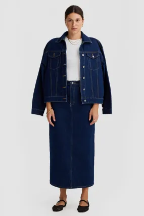 Willow Boxy Denim Jacket Dark Blue