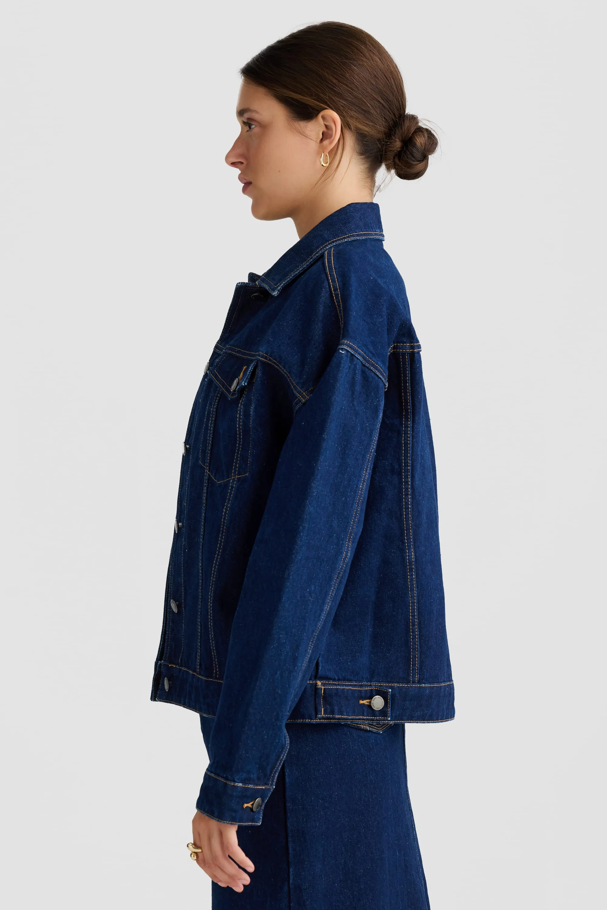 Willow Boxy Denim Jacket Dark Blue